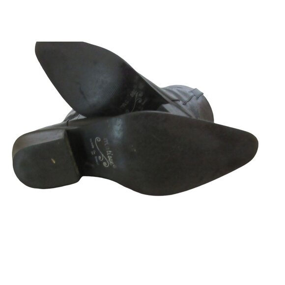 Matisse Cowboy Style Black Leather Boots w Laser Cut Design, Size 9M - Picture 5 of 6